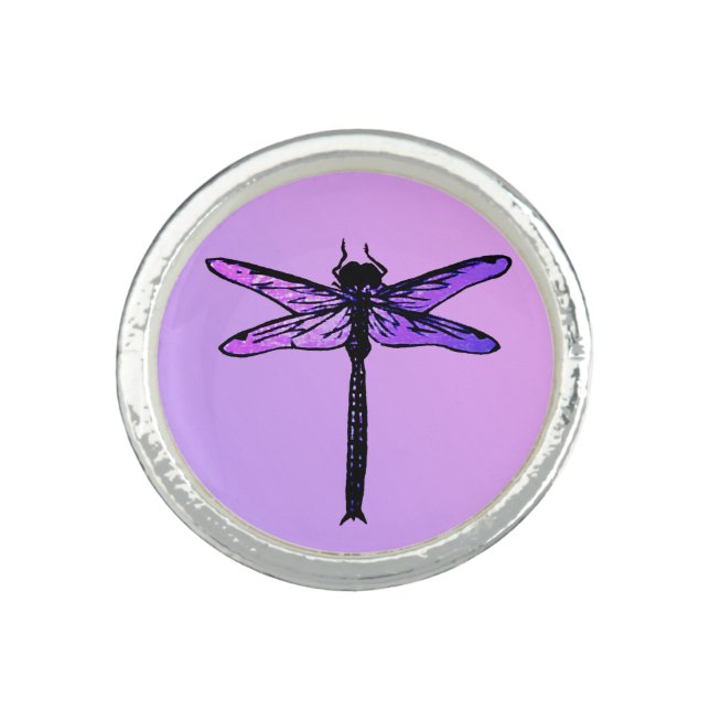 Vintage Japanese Dragonfly, amethyst purple Ring (Front)