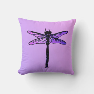 Vintage Japanese Dragonfly, amethyst purple Throw Pillow