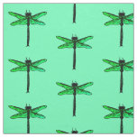 Vintage Japanese Dragonfly, emerald green Fabric