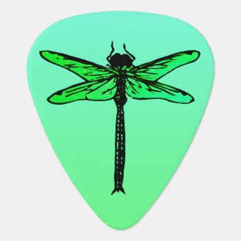 Vintage Japanese Dragonfly  Emerald Green Guitar Pick by Floridity at Zazzle