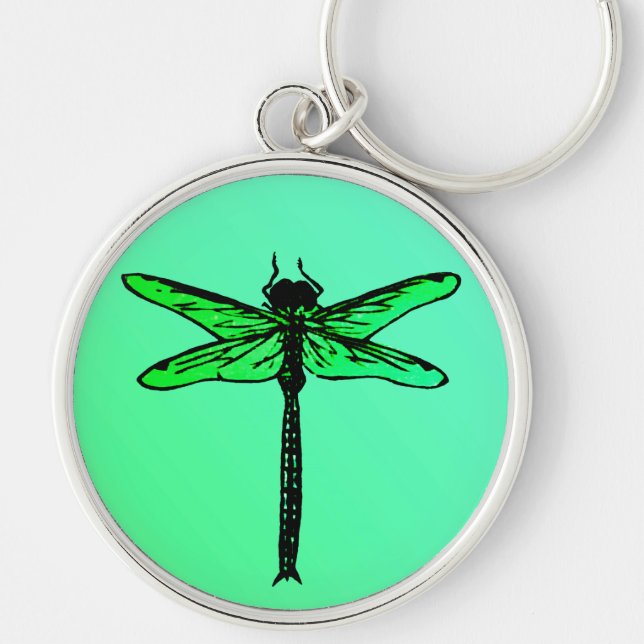 Vintage Japanese Dragonfly, emerald green Keychain (Front)