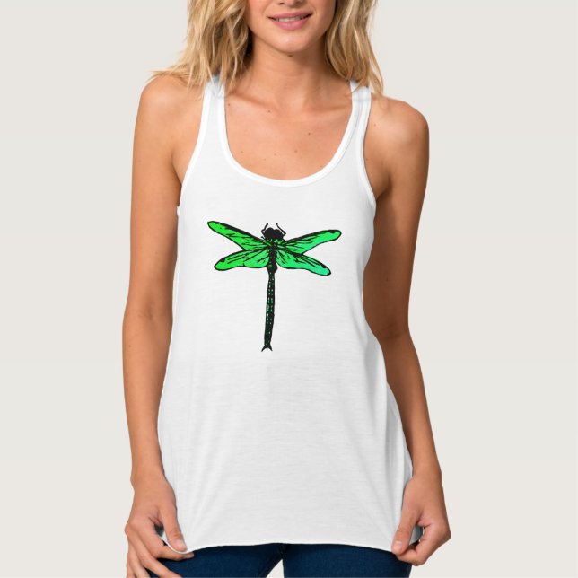 Vintage Japanese Dragonfly, emerald green Tank Top (Front)
