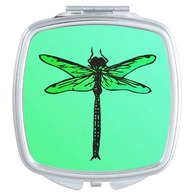 Vintage Japanese Dragonfly, emerald green Vanity Mirror (Front)