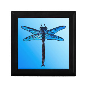 Vintage Japanese Dragonfly, sapphire blue Keepsake Box