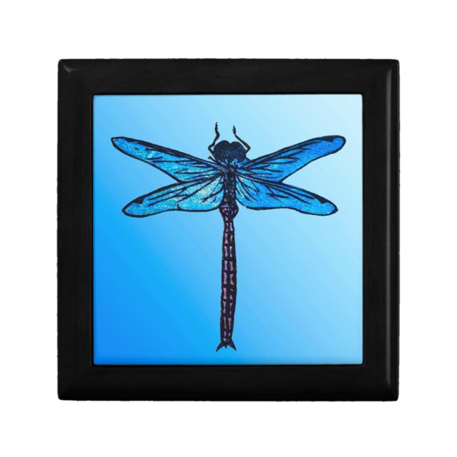 Vintage Japanese Dragonfly, sapphire blue Keepsake Box (Front)
