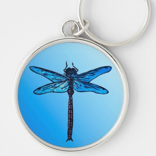 Vintage Japanese Dragonfly sapphire blue Keychain