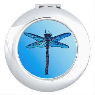 Vintage Japanese Dragonfly, sapphire blue Makeup Mirror