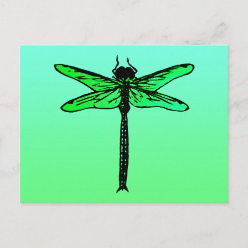 Vintage Japanese Dragonfly sapphire blue Postcard