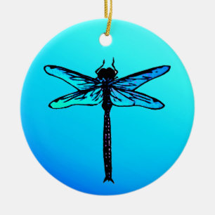 Vintage Japanese Dragonfly, Turquoise Blue Ceramic Ceramic Ornament