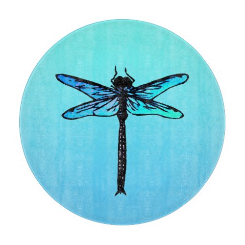 Vintage Japanese Dragonfly turquoise blue Cutting Board