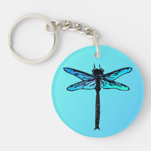 Vintage Japanese Dragonfly, turquoise blue Keychain