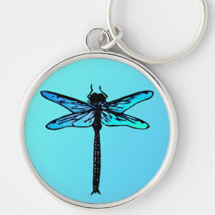 Vintage Japanese Dragonfly, turquoise blue Keychain