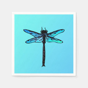 Vintage Japanese Dragonfly, turquoise blue Paper Napkins