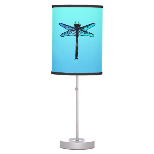 Vintage Japanese Dragonfly turquoise blue Table Lamp