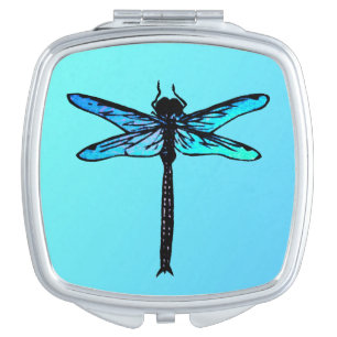 Vintage Japanese Dragonfly, turquoise blue Vanity Mirror