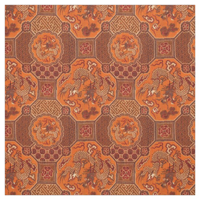 Vintage Japanese Dragons Pattern Fabric (Swatch)