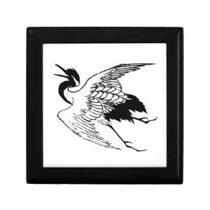 Vintage Japanese Drawing of a Crane Gift Box