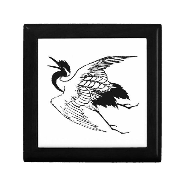 Vintage Japanese Drawing of a Crane Gift Box (Front)