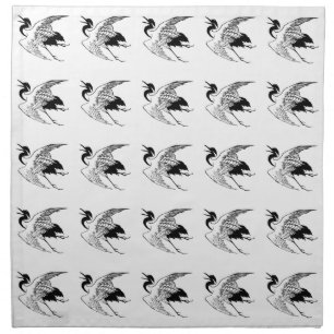 Vintage Japanese Drawing of a Crane Napkin