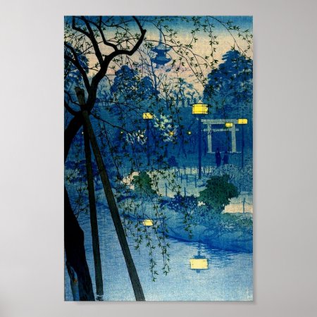 Vintage Japanese Evening Woodblock Art Ukiyo-e Poster