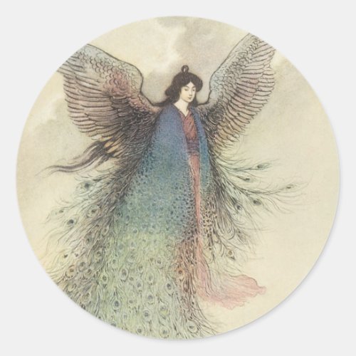 Vintage Japanese Fairy Tale The Moon Maiden Classic Round Sticker
