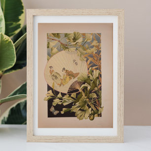 Vintage Japanese fan vintage wall art poster