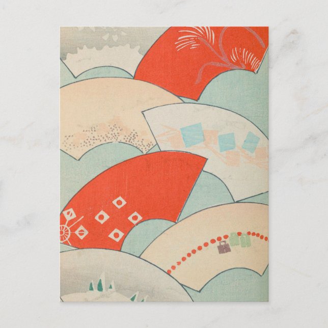 Vintage Japanese Fans Postcard (Front)
