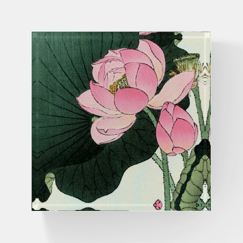 Vintage Japanese Fine Art Lotus Flower Paperweight