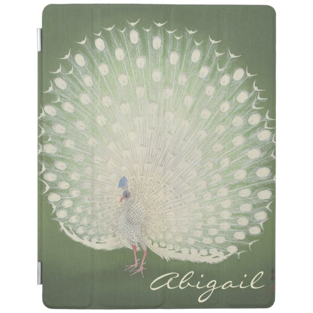 Vintage Japanese Fine Art | Peacock Personalized iPad Smart Cover (Front)