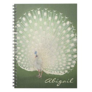 Vintage Japanese Fine Art Peacock Personalized Notebook