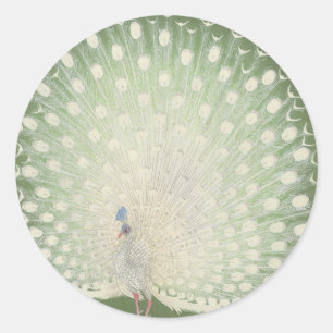 Vintage Japanese Fine Art Peacock Round Sticker