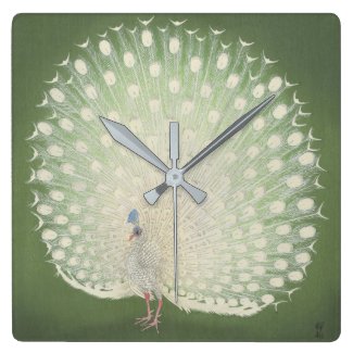 Vintage Japanese Fine Art | Peacock Square Wall Clock
