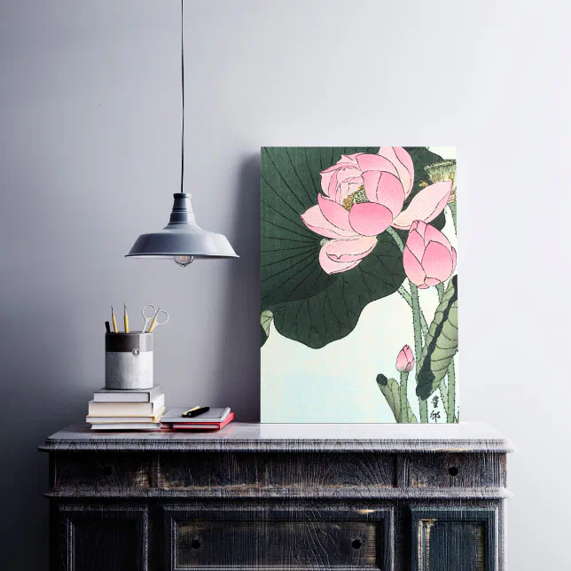 Vintage Japanese Fine Art Pink Lotus Flower Poster | Zazzle