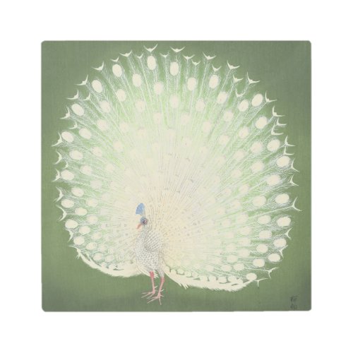 Vintage Japanese Fine Art  White Peacock
