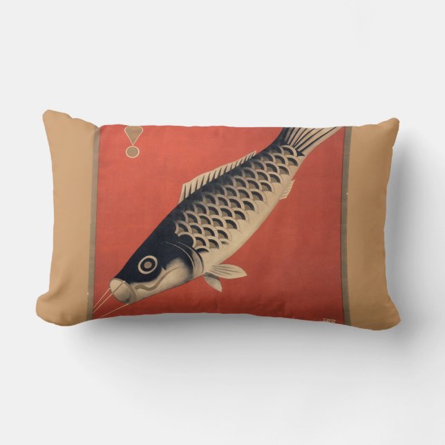 Vintage Japanese fish oblong pillow (Front)