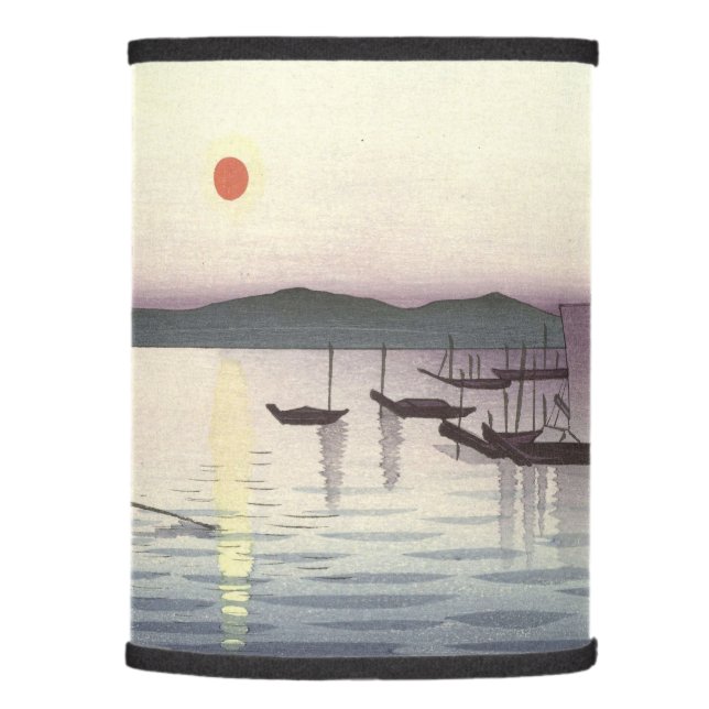 Vintage Japanese Fishing Boats Under Sunset Lamp Shade (Right)