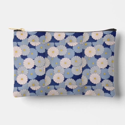 Vintage Japanese Floral Soft Blue Accessory Pouch