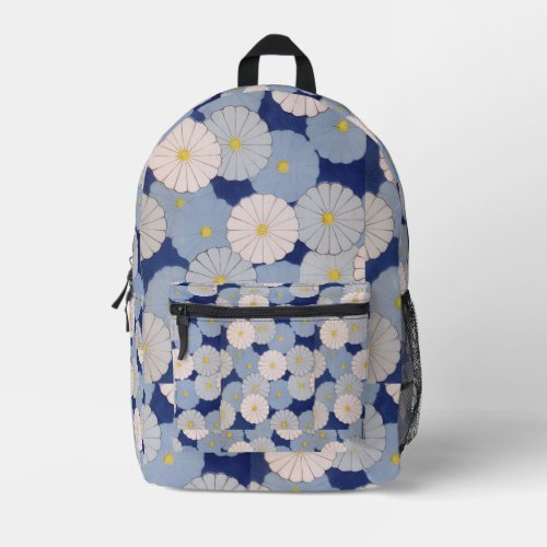 Vintage Japanese Floral | Soft Blue Indigo Printed Backpack