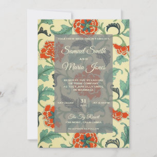 Vintage Japanese Floral Wedding Invitation