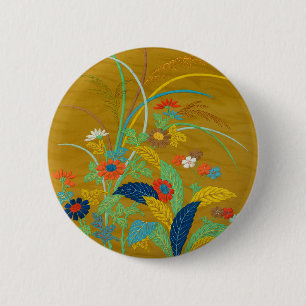 Vintage Japanese Floral Wildflower G.A. Audsley Button