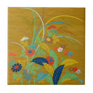 Vintage Japanese Floral Wildflower G.A. Audsley Ceramic Tile