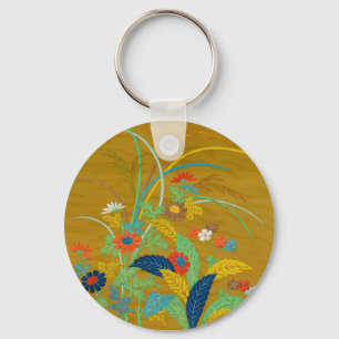 Vintage Japanese Floral Wildflower G.A. Audsley Keychain