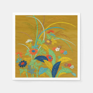 Vintage Japanese Floral Wildflower G.A. Audsley Napkins