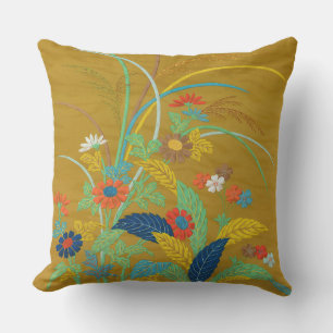 Vintage Japanese Floral Wildflower G.A. Audsley Outdoor Pillow