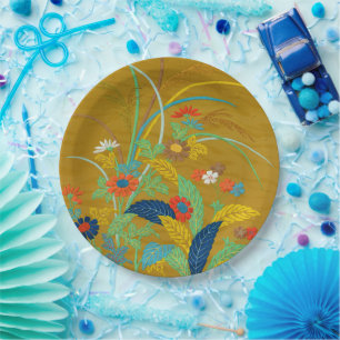 Vintage Japanese Floral Wildflower G.A. Audsley Paper Plates