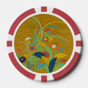 Vintage Japanese Floral Wildflower G.A. Audsley Poker Chips
