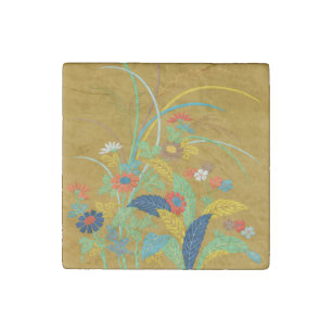 Vintage Japanese Floral Wildflower G.A. Audsley Stone Magnet