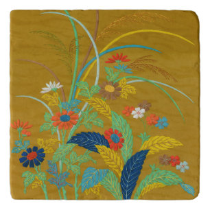 Vintage Japanese Floral Wildflower G.A. Audsley Trivet