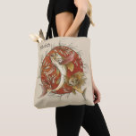 Vintage Japanese Flying Fish and Bamboo Leaves Art Tote Bag