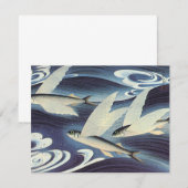 Vintage Japanese Flying Fish in Ocean, Japonism (Front/Back)